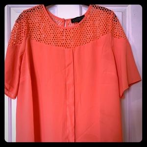 Eloquii short sleeve lace yoke blouse